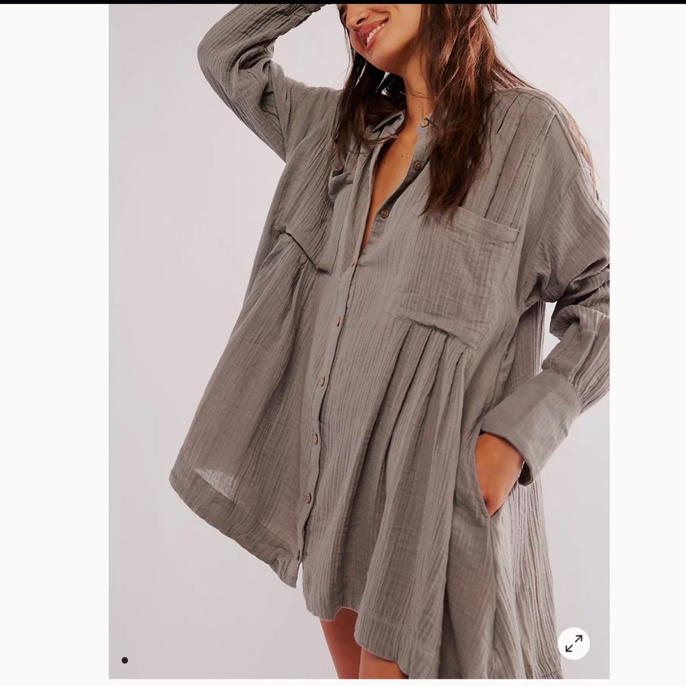 Free People Voyager Shirtdress Button-Front Oversized Dress - Picture 16 of 16